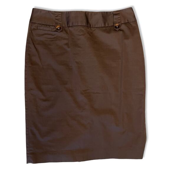 WHBM Y2K Brown Pencil Skirt Size 6 High Waist Belt Loops Back Slit - Picture 1 of 10